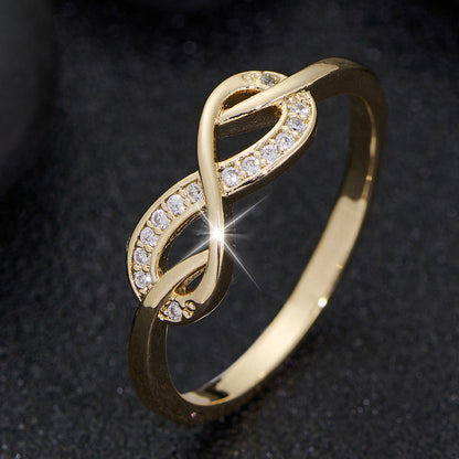 Lysette Crystal Infinity Ring | Gold