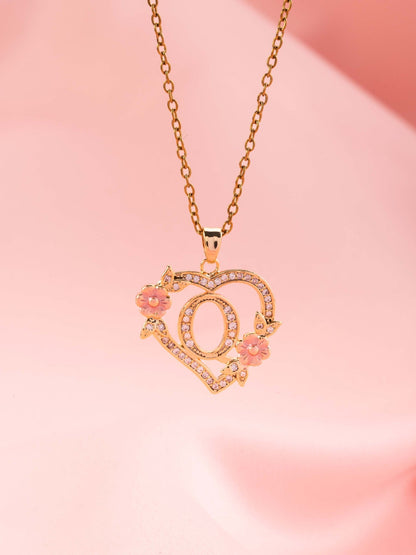Floral Charm Initial Necklace | Gold