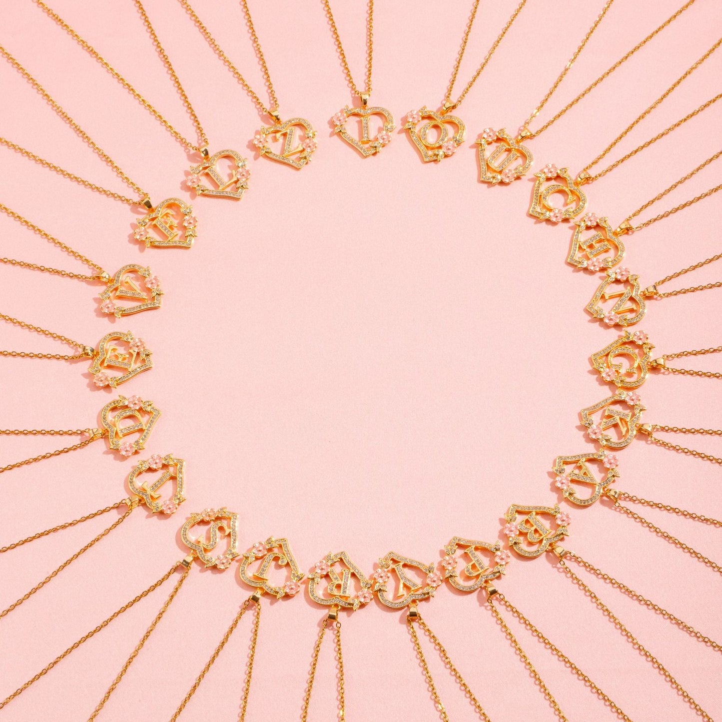 Floral Charm Initial Necklace | Gold