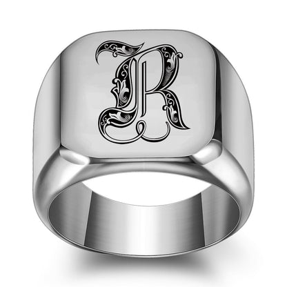 Classic Noble Initial Ring | White Gold