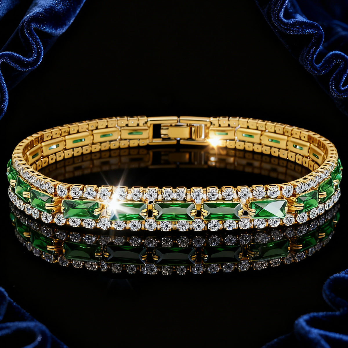 Emerald Green Statement Bracelet | Gold