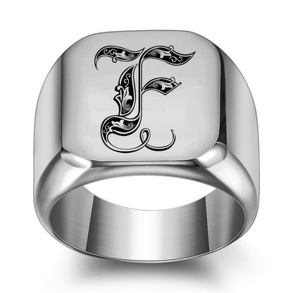 Classic Noble Initial Ring | White Gold