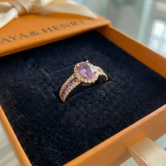 Odelia Violet Lumina Ring | Rose Gold