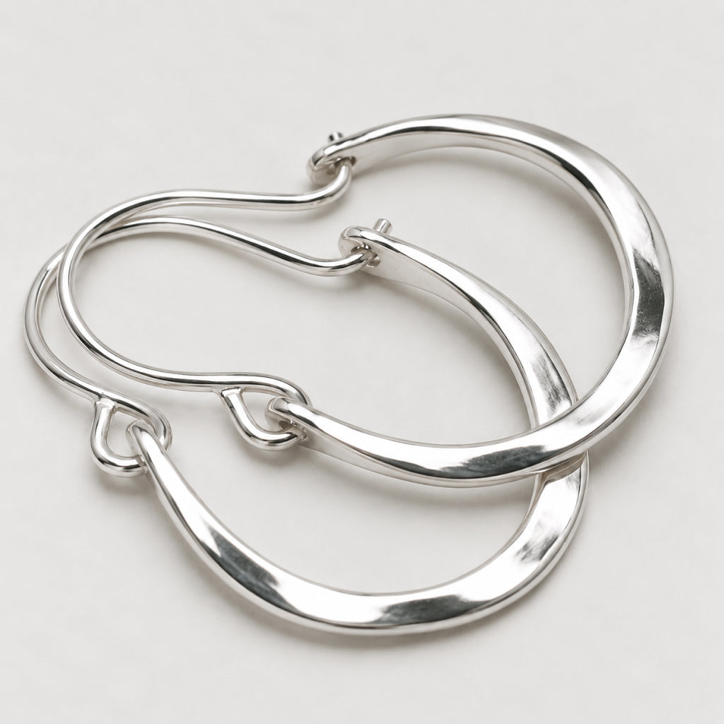 Lunar Halo Hoop Earrings | White Gold