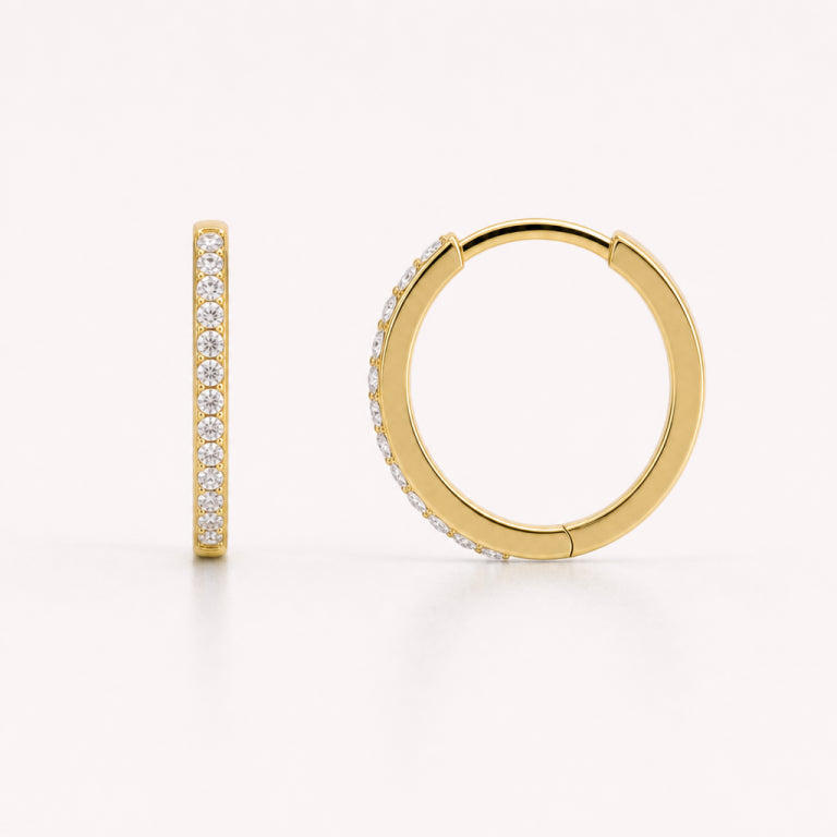 Pave Huggie Earrings | Gold