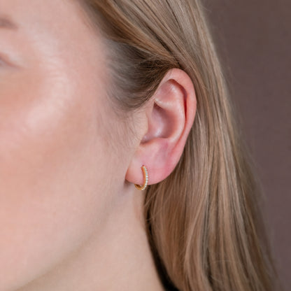 Pave Huggie Earrings | Gold