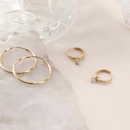 Larmes de Lune Stone Hoop Earrings | Gold